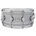DW Design 6.5x14" Matte Aluminum Snare Drum Front View